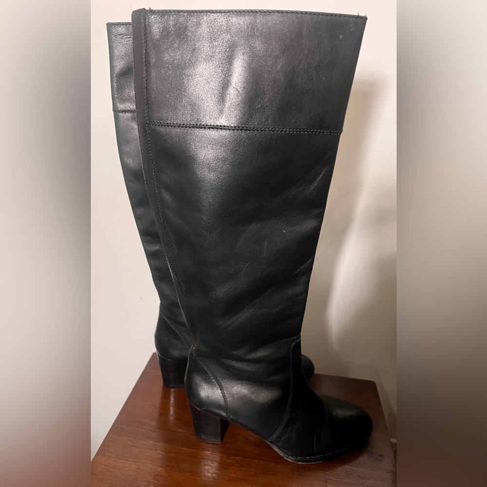 J Crew Black Leather Knee-High Boots